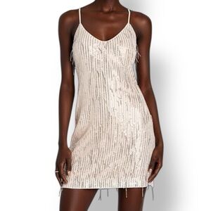 Champagne Sequin Fringe Mini Dress